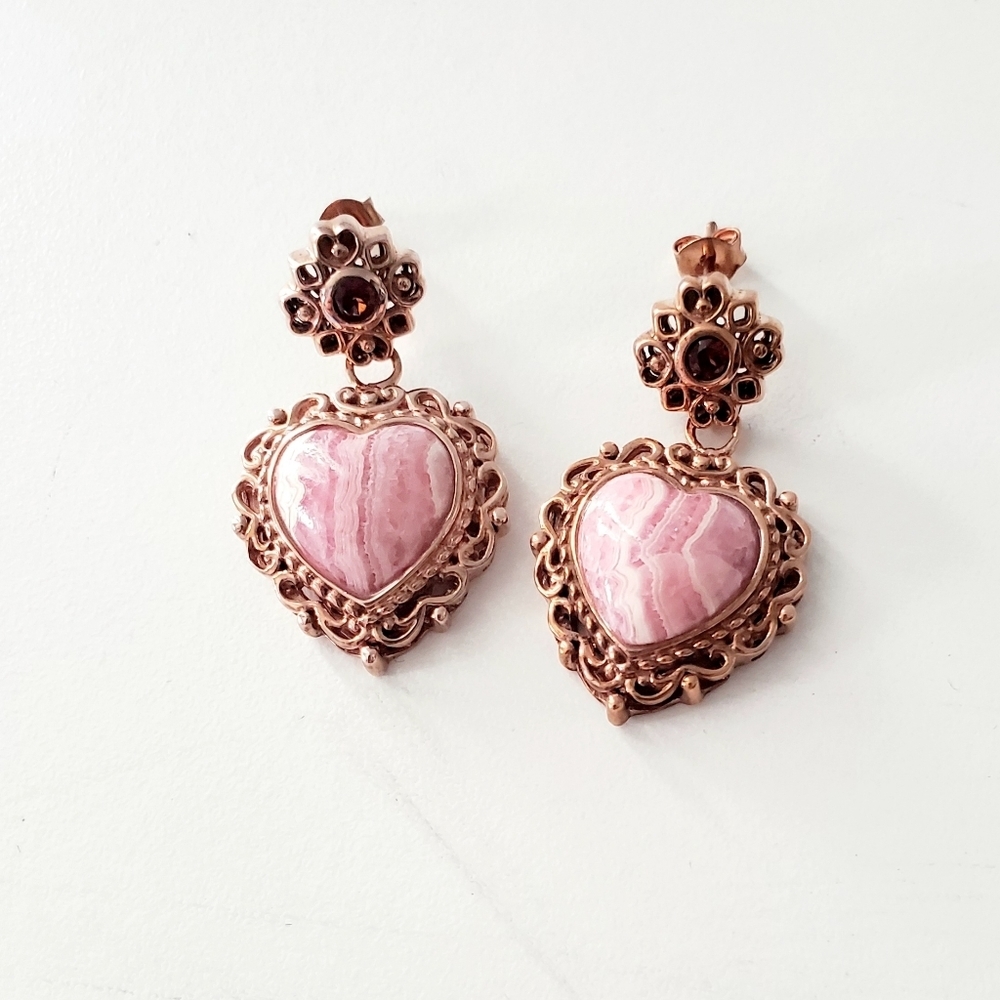 Rhodochrosite and Smokey Topaz  Earrings
